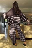 Big Softie Stripe Funnel Grunge Knit Chocolate Stone